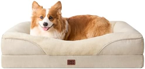 EHEYCIGA Orthopedic Dog Bed for Medium Dog, Memory Foam Dog Couch, Beige
