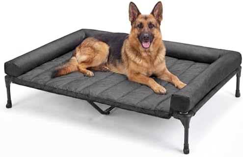 Veehoo Outdoor Elevated Dog Bed with Waterproof Bolster Cushion, Cooling