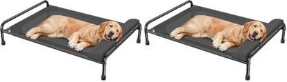 Simple Trending Elevated Dog Bed for Large Dogs, Cooling Raised Pet Cot with Bolster, Breathable Outdoor Couch Bed, 44.5" x 31", Black (Pack of 2)