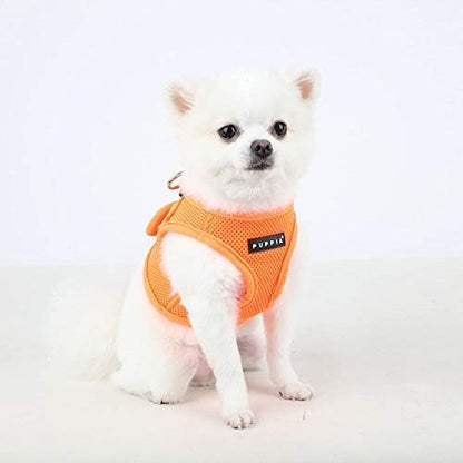 Puppia Neon Soft Vest Harness Step-in No Choke No Pull Walking Training for Small and Medium Dog, Orange, X-Small