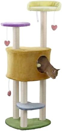 CTR1002A Aisling 51" 4-Tier Modern Sisal Heart Cat Tree with Scratching Posts, Napping Perch, and Dangling Toys, Multi