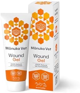 Manuka Vet Skin & Wound Gel, 500+ MGO Medical Grade Manuka Honey, Rapid Healing & Skin Repair Treatment for Dogs, Horses and Cats, 0.71oz (20g) Tube