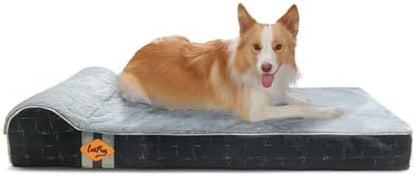Laifug Orthopedic Dog Beds for Large Dogs,4.5" Memory Foam Dog Beds,Durable Water Proof Liner Removable and Washable, Nonskid Bottom, Black Grid Gray 46"x28"x8"