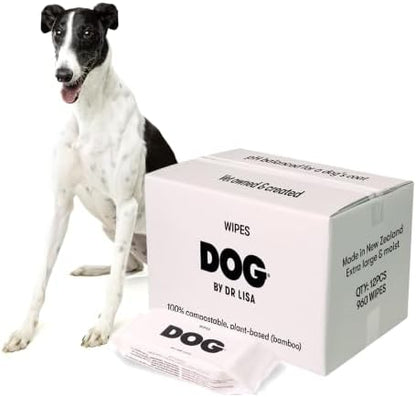 DOG by Dr. Lisa - Dog Wipes - Plant-Based, Natural Bathing Wipes for Dogs - Made from 100% Compostable Bamboo - Vet-Created - Vegan, Non-Toxic - 960 Count
