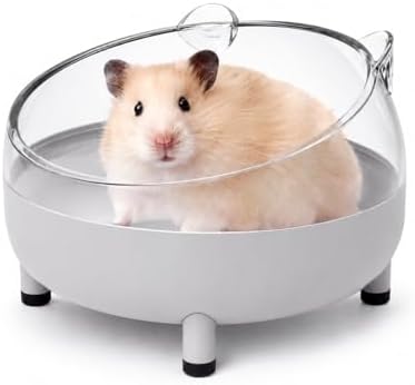 Meow&Woof Hamster Sand Bath Container, Large Sandbox Toilet Gerbil Batheoom, Tiny Chinchilla Dust Bathtub Sand Bath Box for Hamster Cage Accessories 5.2 Inch-Grey