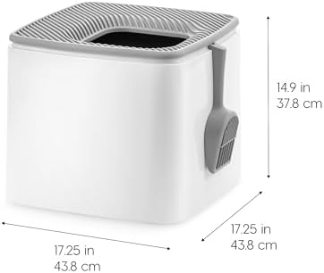 IRIS USA Large Top Entry Cat Litter Box, Hooded Privacy, White/Gray