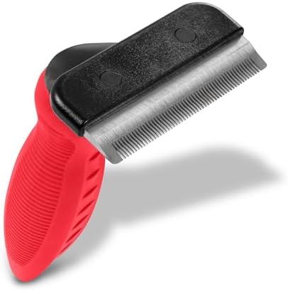 RYAN'S PET SUPPLIES Deshedding Tool, Red, Medium, Professional Dog Grooming Brush for Shedding, Pet Hair Remover, Fur Removal Brush for Medium and Long Pet Hair