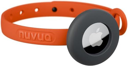 Airtag Silicone Cat Collar - Soft, Comfortable, and Lightweight Breakaway Collar with Air Tag GPS Tracker Holder for Outdoor Cats and Sensitive Skin Kittens by Nuvuq (6 ⅞" to 10 ¼", Orange)