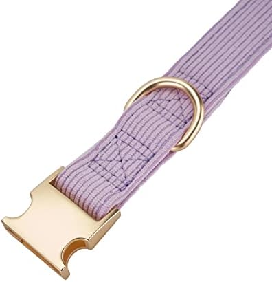 Soft Corduroy Fibric Dog Collar with High Grade Metal Buckle, for Medium Dogs.(Purple,Medium:12-19")