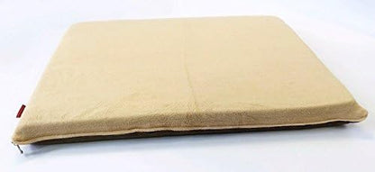 Luxurious Comfort Solid Pad Memory Foam Pet Dog Bed with Inner Waterproof Case and External Covers for Small and Medium Dogs + Free 2nd Cover (Complete Bed - 34"x27"x3", Coral Fleece - Beige)