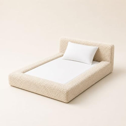 Mini Cloud Bed - Removable and Washable Covers - Toddler Baby Pet Dog Cat Nursery - Upholstered Minimalist Modern Luxury (Cream Boucle, Medium)