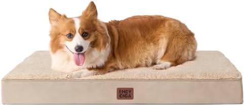 EHEYCIGA Orthopedic Dog Bed Large with Removable Washable Cover, 35IN Khaki