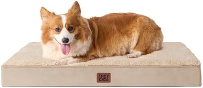 EHEYCIGA Orthopedic Dog Bed Large with Removable Washable Cover, 35IN Khaki