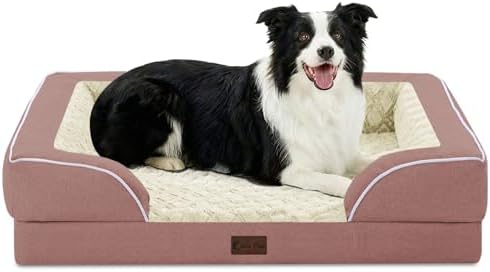 Orthopedic Washable Dog Bed for Medium Dogs, 35x22in, Pink