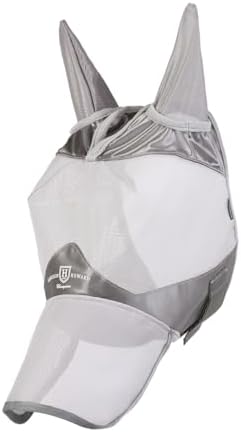 Harrison Howard Full Face Horse Fly Mask UV Protection and Breathable for Equine Use Comfortable Grey S