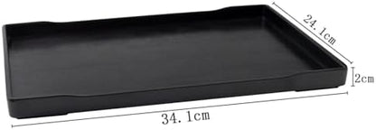 OMEM Reptile Bowl Large Food and Water Dish Enough Space Also Fit for Bath Simulated Wood Grain Surface (XL, Black)