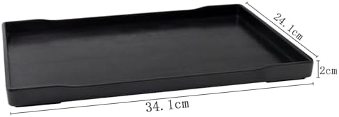 OMEM Reptile Bowl Large Food and Water Dish Enough Space Also Fit for Bath Simulated Wood Grain Surface (XL, Black)