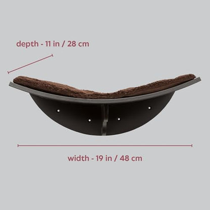 Trixie Lea Wall Mount Perch XXL, Cat Shelf with Soft Plush Cushion Bed, Ideal for Large Cats, 11 x 19-inches, Espresso Brown (44580)
