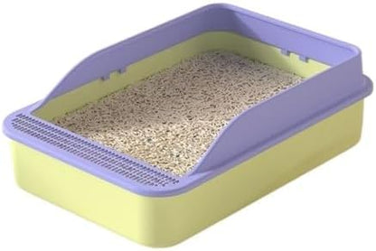 Litter Box, Open Top Cat Litter Box with High Sides & Detachable Basin, Includes Shovel Cat Litter Box(Purple)
