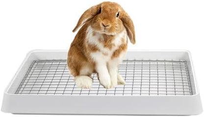 PODOO Rabbit Litter Box – Training Potty Tray for Guinea Pig & Small Pets · Spacious Grid Pan with Low Entrance, Easy-Clean & Odor-Resistant—Helps Keep a Clean Cage and Reduce Mess