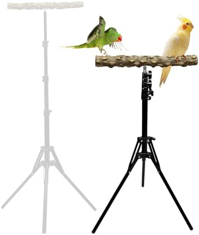 16-63 Inch Height Adjustable Bird Perch Pepper Wood Bird Training Perch Stand Parakeet Perches Indoor and Outdoor Parrot Stands for Small to Medium Bird