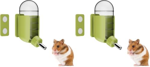 Hamster Water Bottle with Magnetic Holder, Freestanding Water Bottle for Glass Tanks, Suitable for Syrian Dwarf Hamsters Gerbils Mice Rats Degus (Green, 4 oz (Magnetic-Mounted)) (Pack of 2)