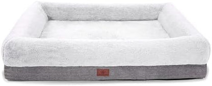 WINDRACING Orthopedic Dog Bed for Large Dogs, Bolster Sides Dogs Sofa Bed with Removable Washable Cover & Non-Skid Bottom, Soft Pet Bed with Egg Foam Dog Couch for Sleeping, 36 x 23 Inch, Gray