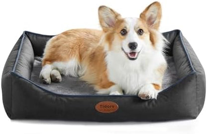 Tidore Orthopedic Dog Beds for Medium Dogs, Durable Egg Crate Foam Sofa Dog Bed wit Washable Removable Cover,Waterproof Lining,Pet Bed for Large Dogs (Dark Grey, 31.5" L x 25.2" W x 7" Th)