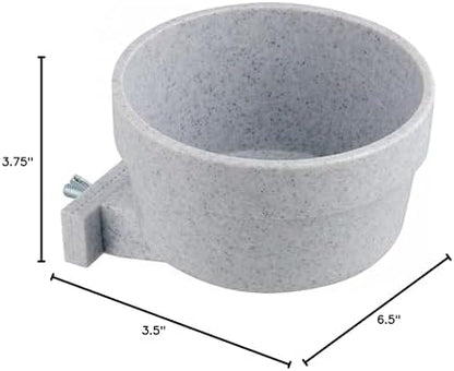Lixit® Kennel Cage Food or Water Bowl - Non Spill Hanging Removable Dog Crate Bowls - Carrier Water Food Bowl for Dogs or Cats - Attaches to Cage for Convenient Feeding and Drinking (Gray, 20 Ounce)