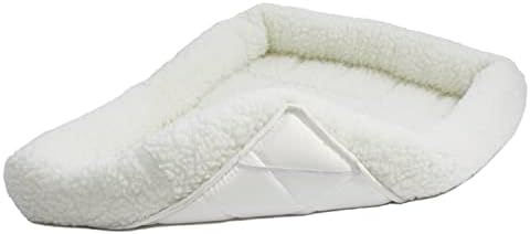 MidWest Homes for Pets QuietTime Dog Bed - White Fleece Bolster, Ultra-Soft and Machine Washable, Fits 24-Inch Crates and Carriers, for Small Breed Dogs