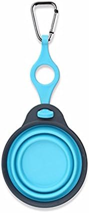 Dexas Popware for Pets Travel Pet Cup with Bottle Holder and Carabiner, Gray/Blue