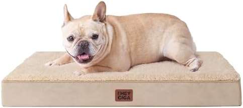EHEYCIGA Orthopedic Dog Bed with Removable Washable Cover, Khaki, 30IN