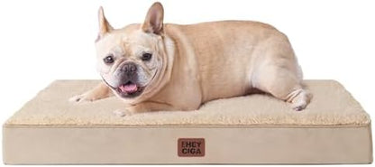 EHEYCIGA Orthopedic Dog Bed with Removable Washable Cover, Khaki, 30IN