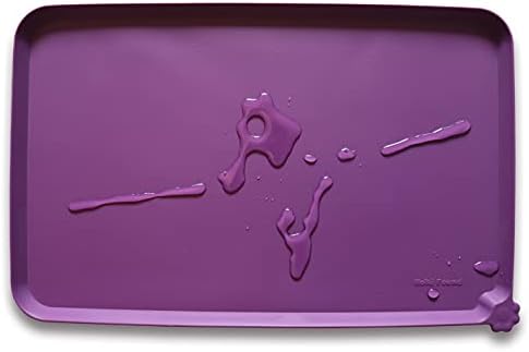 Hoki Found Waterproof Pet Feeding Mats with High Lips, Multiple Size and Colors for Dogs, Cats & Others -Eggplant