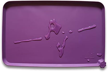 Hoki Found Waterproof Pet Feeding Mats with High Lips, Multiple Size and Colors for Dogs, Cats & Others -Eggplant