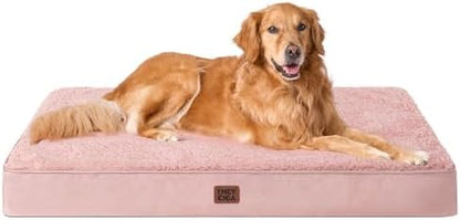 EHEYCIGA Orthopedic Dog Bed Large with Removable Washable Cover, 44IN Pink