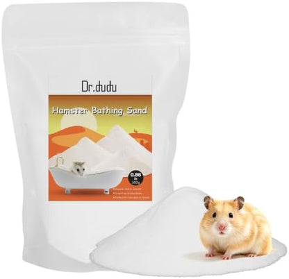 DR.DUDU Hamster Bath Sand, Dust Free Desert Sand or Potty Litter Sand for Hamster Chinchillas Gerbil Syrian Mice Small Animals (White, 14oz)