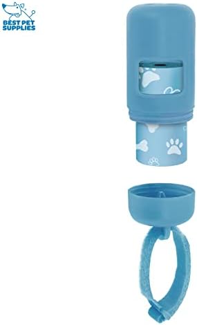 Best Pet Supplies Dog Poop Bag Holder Leash Attachment with Reusable Dispenser for Travel, Walking, Park, and Outdoor Use, Durable with Clip-On - Baby Blue, Pack of 2, Plastic Dispenser w/30 Bags
