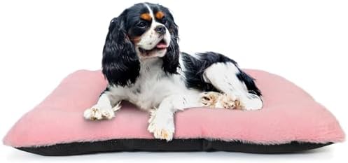 Puppy Crate Beds for Small Dogs and Cats Ultra Soft 24x18 Dog Bed for Crate Washable Cute Kennel Pad Cushion Anti-Slip for Pet Cozy Sleeping Mat 24 Inch,Pink
