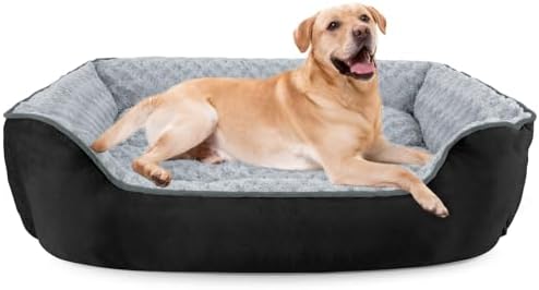 JOEJOY Rectangle Dog Bed for Large Medium Small Dogs - Washable Orthopedic Sofa Bed, Soft Breathable Puppy & Pet Cuddler, Durable Calming Dog Bed with Anti-Slip Bottom, Multiple Sizes, Black