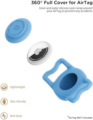 IP68 Waterproof Dog AirTag Holder for Dog Collar, Soft, Stretchy Silicone
