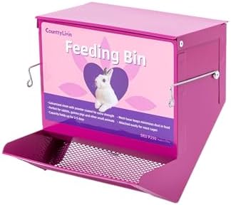 Metal Small Animal Feeder with Lid, Heavy Duty Rabbit Feeder, Large Capacity Rabbit Food Dispenser, Great for Rabbit, Guinea Pigs, Chinchillas and Other Small Animals.(7.4 inch, Purple)