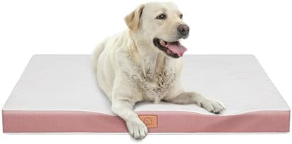 Sunheir Extra Large Orthopedic Dog Bed, Jumbo Waterproof Pet Bed Mat, Pink