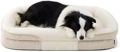 Bedsure XL 360°Oval Bolster Orthopedic Dog Beds Large Sized Dog,42" Beige