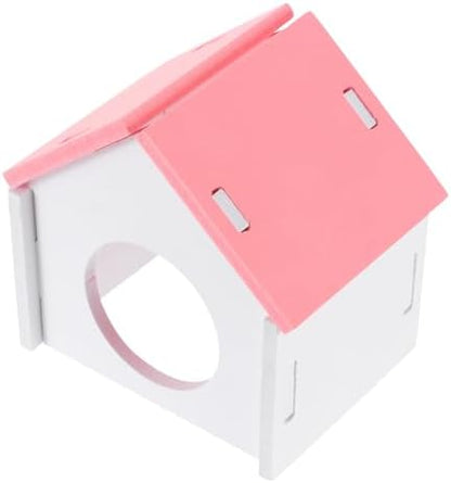 TEHAUX Small Pet House and Hedgehog Sleeping Nest Decorative Pink Mini Pet Bed Hideout for Hamsters and Mice