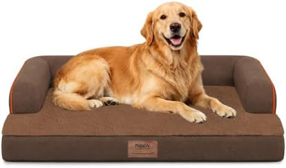 MEKIY Orthopedic Washable Dog Bed with Bolster for Medium to Large Dogs