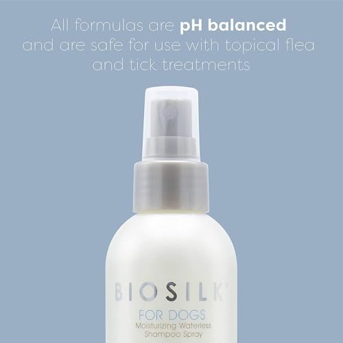BioSilk for Dogs Silk Therapy Waterless Dog Shampoo Spray, 8 Fl Oz, 2-Pack