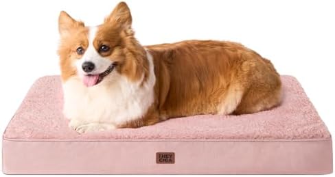 EHEYCIGA Orthopedic Dog Bed Large with Removable Washable Cover, 35IN Pink