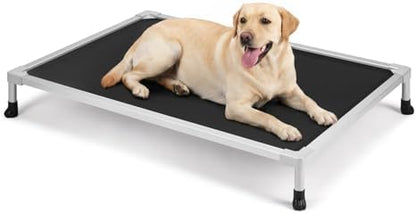 Veehoo Chew Proof Elevated Dog Bed, Silver Aluminum Dog Cot, Pre-Assembled