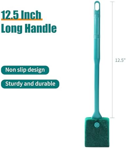 AQUANEAT 2pcs Fish Tank Cleaning Tools, Aquarium Double Sided Sponge Brush, Algae Scraper Cleaner with Long Handle
